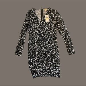 MICHAEL Michael Kors Black and White Long Sleeve Dress